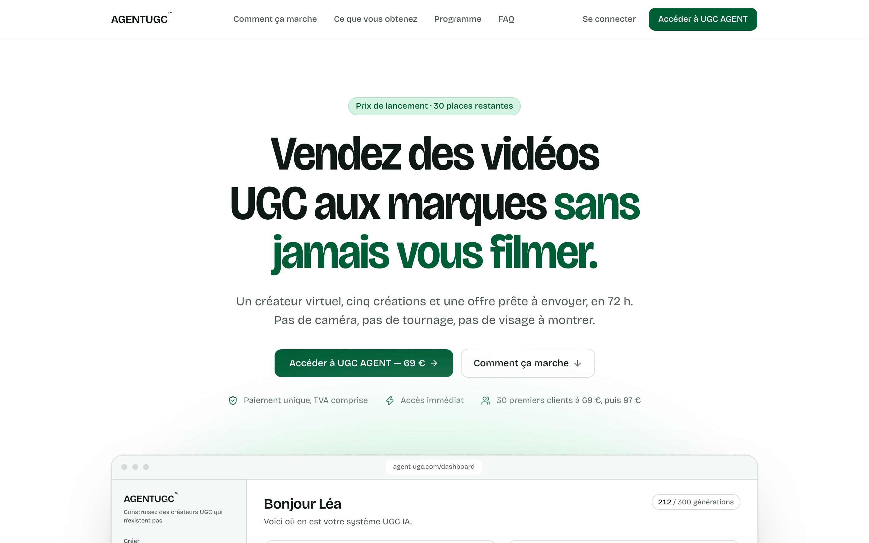 AgentUGC, écran 1